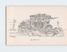 Postcard Be See N Yu with Family Car Comic Art Print picture