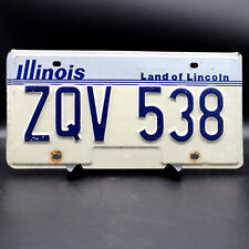 1988 Illinois Land of Lincoln ZQV-538 Front License Plate Expired Tag White Blue picture