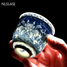 4 Pcs/set Jingdezhen Retro Handmade Ceramic Teacup Coaster Painted Tea Bowl Set picture