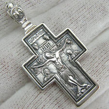 925 Sterling Silver Cross Pendant Crucifix Protecting Veil Seraph Angels Prayer picture