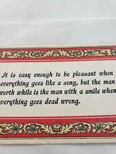 C 1909 Verse Comic Saying With a Smile When Everything Goes Dead Wrong Postcard picture