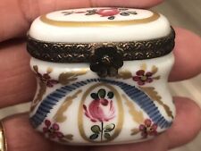 Vintage Limoges Peint Main Trinket  box Floral Small Trunk Purse NO 50 picture