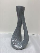 Vintage Ceramic Art Piece 7.5” Bud Vase Boho Chic Modern Art Blue/Gray Speckle picture