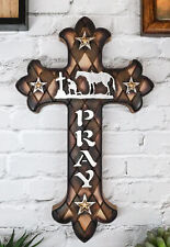 Western Kneeling Cowboy With Horse In Prayer At Calvary Fleur De Lis Wall Cross picture