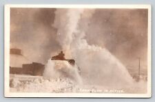 RPPC Steam Powered Rotary Snow Plow In Action Railroad Clearing VINTAGE Postcard picture