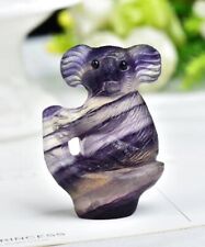 Natural fluorite hand carved mini Koala bear quartz crystal reiki healing 1pc  picture