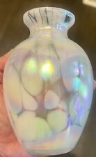 VTG Hallmark Crowning Touch Collection Iridescent Pearlescent Glass Vase 5” picture