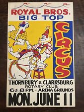 Vtg Royal Brothers Big Top Circus Poster Card 14x22 Thornbury Clarksburg Canada picture