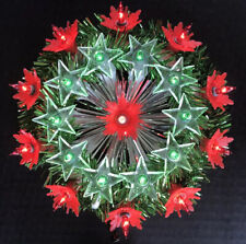 Vintage Light Reflector Tree Topper Red Lights Green Silver Tinsel 7” 21 Lights picture