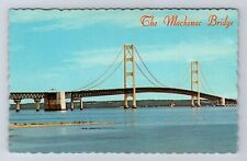 Mackinaw MI-Michigan, Mackinac Bridge, Straits of Mackinac Vintage Postcard picture