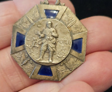 WWI French Military Medal Le Poilu Silver metal & Blue Enamel picture
