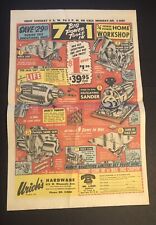 1940’s RARE Full Page Urich’s Hardware Milwaukee Tools Saw Newspaper Ad picture