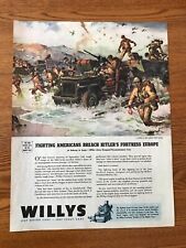 Jeeps Breach Hitlers Fortress Europe at Salerno  original  1944 WWII Ad picture