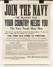 Original US pre-WWI Navy Recruiting Poster: Join the Navy, quite rare picture