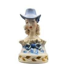 Vintage 1940s Cordey Porcelain Lady Cowgirl Hat Bust Figurine Cybis Hand Painted picture