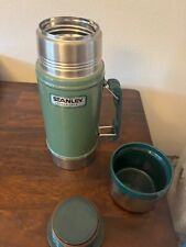 Vtg Stanley Classic Wide Mouth Stainless Vacuum Bottle Thermos 24oz Green Handle picture