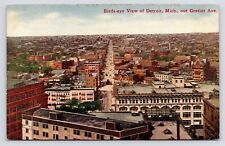 1910~Detroit Michigan MI~Bird's Eye View~Downtown~Gratiot Ave~P & B~Vtg Postcard picture