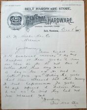 Belt, MT 1897 Letterhead: Hardware, Jewel Stoves, Crockery, Glass - Montana Mont picture