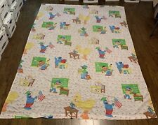 Vintage Sesame Top Sheet School Theme Henry Monster Big Bird Grouch 93x66 picture
