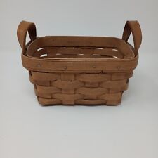 Longaberger 1988 Small Rectangle 6x5x4 Inch Double Leather Handle Basket picture
