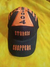 VTG Sturgis Choppers Hat Baseball Cap Fitted 2004 Rally Black Orange One Size  picture