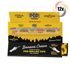 12x Packs Pop Banana Cream King Size Rolling Papers & Tips | + 2 Free Tubes picture