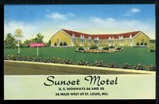 Sunset Motel Hwy 66 and 50 St. Louis MO Roadside Vintage Linen Postcard picture