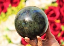Large 120MM Natural Green Labradorite Stone Chakra Stone Metaphysical Sphere picture