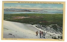 Great Salt Lake from Wasatch Mountains, Utah, Unused c1940's Linen Postcard picture