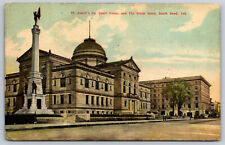 Postcard St. Joseph County Court House and Oliver Hotel c1910 South Bend, IN E17 picture