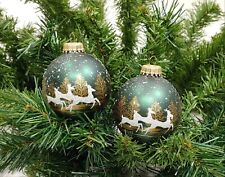 Vintage Krebs Glass Ball Christmas Ornaments Glass Ball Snowy Woodland Reindeer picture