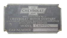 Vintage Chevrolet Motor Company Model Capitol GM Auto Plaque (A8) picture