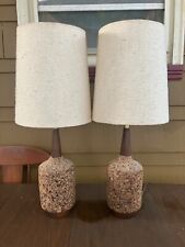 Pair of Vintage Cork Lamps Mid Century Modern Table MCM Cork picture