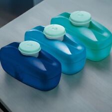 3 Tupperware Sub Hot Dog Keeper with Smidget Blue And Teal New Tupper Deli picture