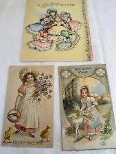 Set of 3 Victorian Girl Easter Postcards picture