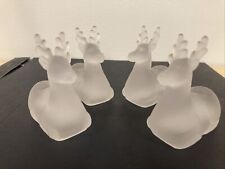 Williams Sonoma Set 4 Frosted Glass Reindeer 10