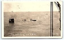 1914 SHIPWRECK A.B.4. MAILED ABOARD U.S.S. NORTH CAROLINA SIMON POSTCARD P2438 picture