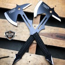 2 PC Full Tang Survival Tomahawk Throwing Axe Hatchet Tactical Hunting Knife set picture