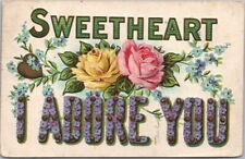 1908 Large Letter Embossed Greetings Postcard 