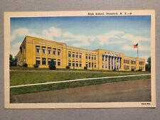 Linen Postcard Stamford NY - c1940s High School picture