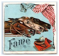 1870s-80s Fame Horse Race Winner Tobacco Cigar Box Label Vintage Original 7H picture