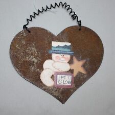 Vtg Rustic Heart Shaped Christmas Snowman Star Tree Ornament Crazy Mountain picture