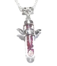 Crystal Garnet Guardian Angel Pendant Box & Chain Prosperity Birthstone Aquarius picture