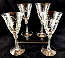 Fostoria Cynthia Clear Etched Blown Glass Wine Glasses 1938-1965-Sets of (4) picture