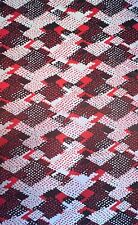 1970s Mod VTG Polyester Fabric Red Black Abstract - 66x64