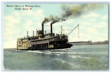 c1910's Steamer Quincy On Mississippi River Leaving Quincy Illinois IL Postcard picture