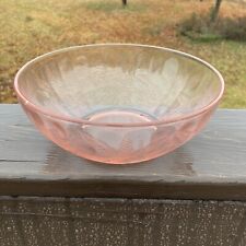 Vintage Jeanette 7-1/2” Pink Floral Poinsettia Depression Glass Serving Bowl picture