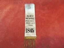 ANTIQUE 54th OLD SETTLERS' PIC-NIC PICNIC RIBBON CHICAGO AUG 6 1928 1845 picture