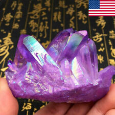 Natural Aura Angel Crystal Cluster Quartz Titanium Healing Specimen Decor US picture