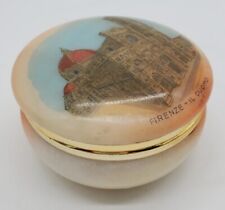 Vintage Italian Alabaster Hand Carved Trinket Box Image Of  Firenze - IL Duomo picture